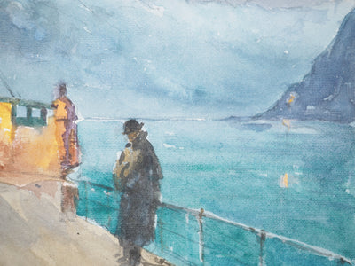 René LEVERD : Suisse, Sur le lac de Brienz à Bönigen, Aquarelle originale signée