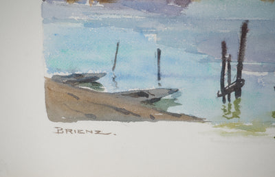 René LEVERD : Suisse, Sur le lac de Brienz à Bönigen, Aquarelle originale signée