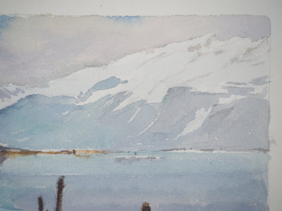 René LEVERD : Suisse, Sur le lac de Brienz à Bönigen, Aquarelle originale signée