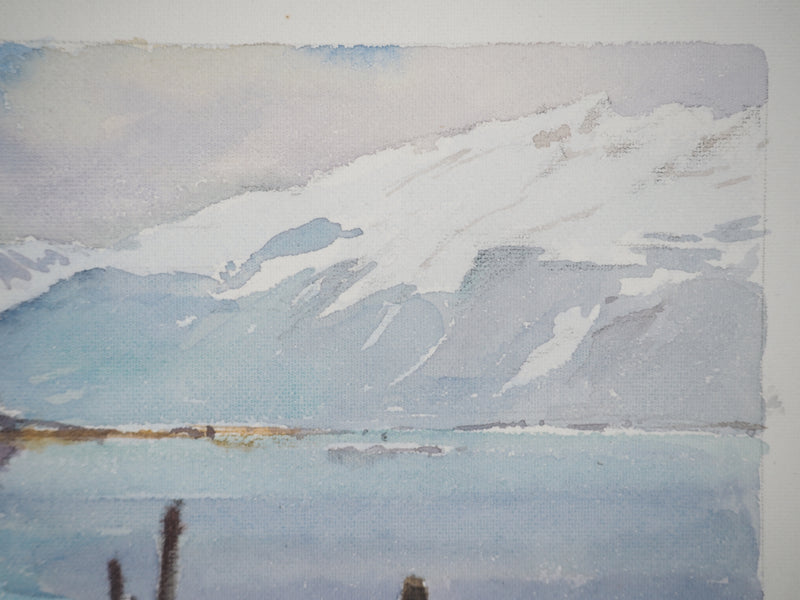 René LEVERD : Suisse, Sur le lac de Brienz à Bönigen, Aquarelle originale signée