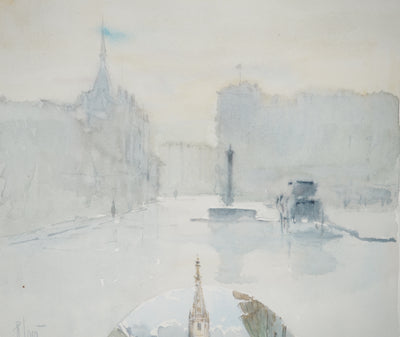 René LEVERD : Suisse, Kornhausplatz à Berne, Aquarelle originale signée