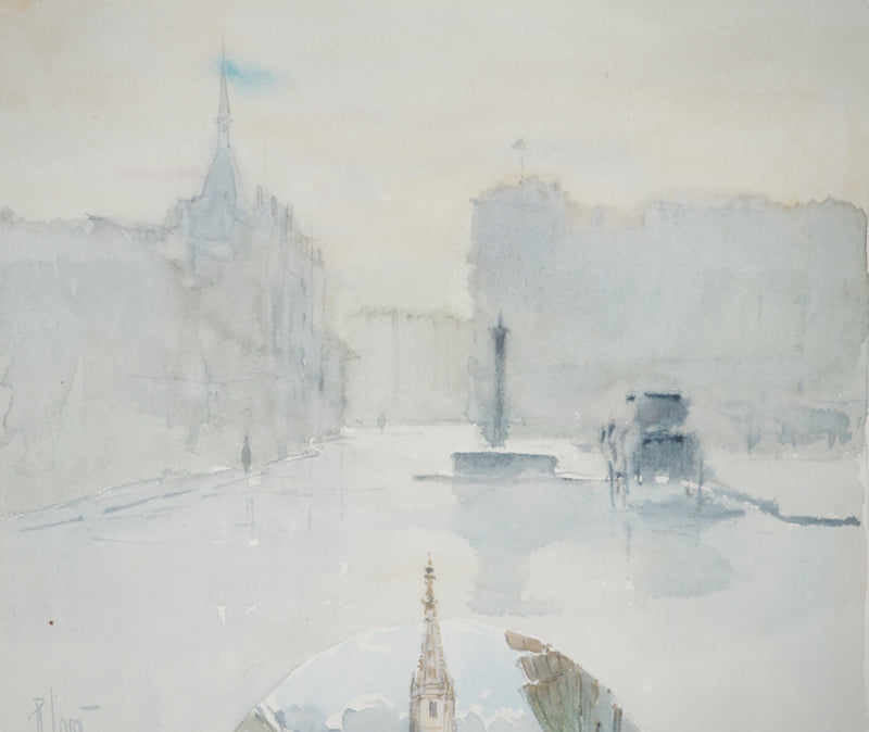 René LEVERD : Suisse, Kornhausplatz à Berne, Aquarelle originale signée
