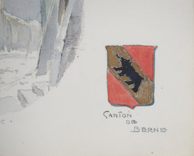 René LEVERD : Suisse, Kornhausplatz à Berne, Aquarelle originale signée