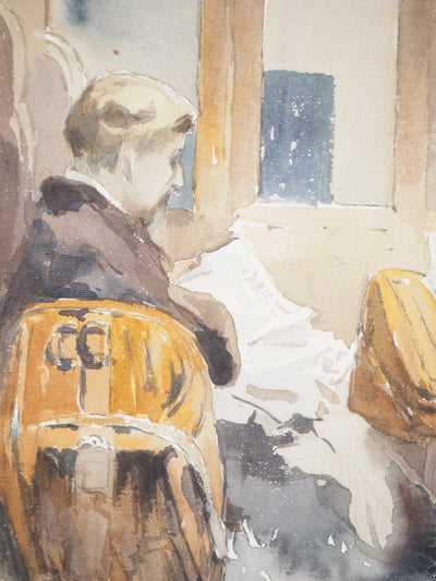 René LEVERD : Sommeil sur les rails, Aquarelle originale signée