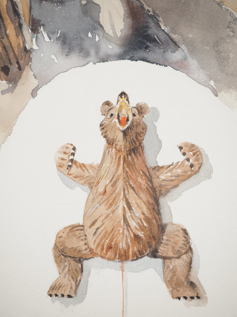 René LEVERD : Sommeil sur les rails, Aquarelle originale signée
