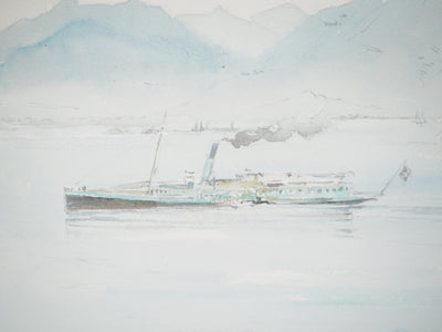 René LEVERD : Suisse, Voyage entre Montreux et Territet-Glion, Aquarelle originale signée