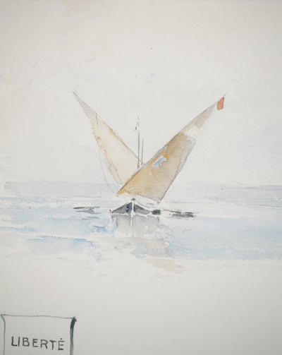 René LEVERD : Suisse, Escaliers du château de Nyon, Aquarelle originale signée