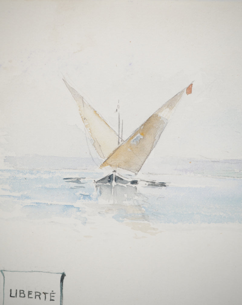 René LEVERD : Suisse, Escaliers du château de Nyon, Aquarelle originale signée