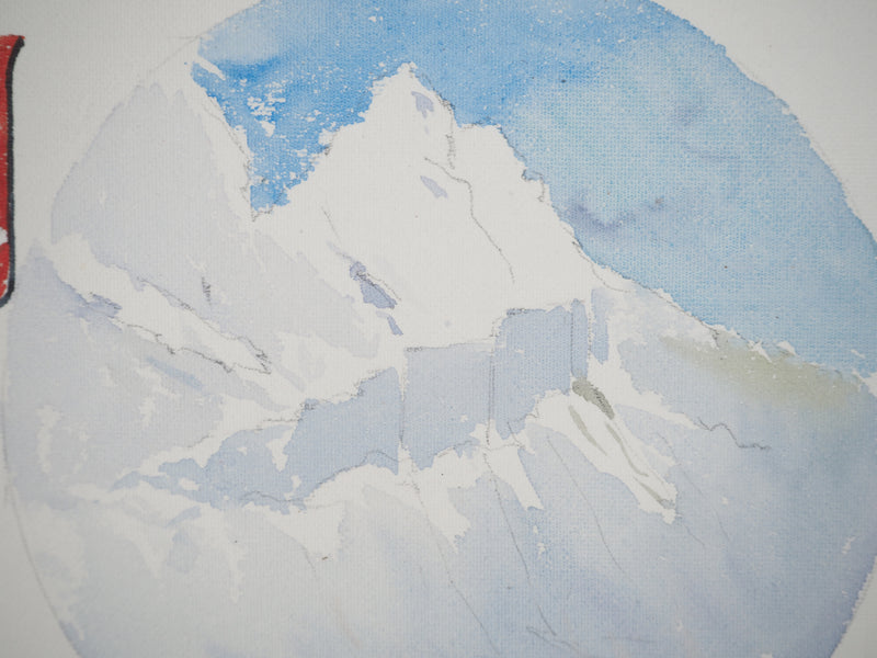 René LEVERD : Suisse, Col du Brüning, Aquarelle originale signée