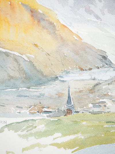 René LEVERD : Suisse, Direction Lungern, Aquarelle originale signée