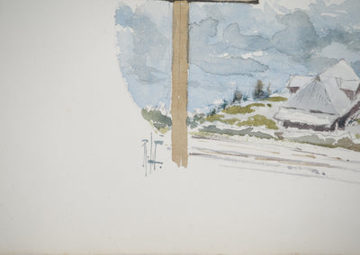 René LEVERD : Suisse, Direction Lungern, Aquarelle originale signée