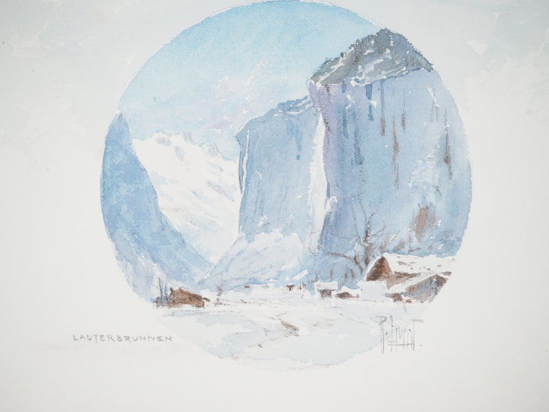 René LEVERD : Suisse, Harmonie des hauteurs, Aquarelle originale signée