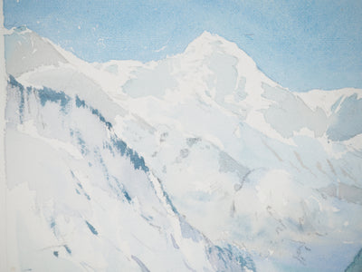 René LEVERD : Suisse, Harmonie des hauteurs, Aquarelle originale signée
