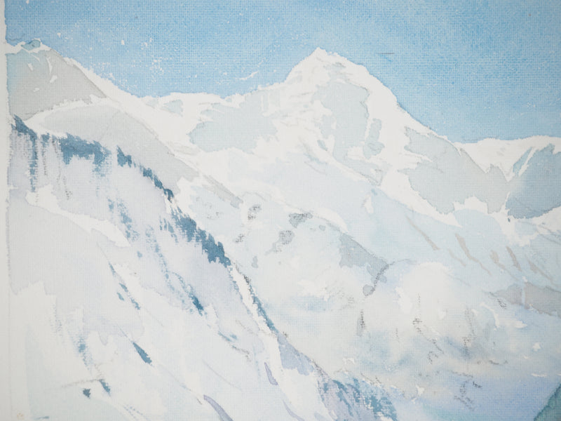 René LEVERD : Suisse, Harmonie des hauteurs, Aquarelle originale signée