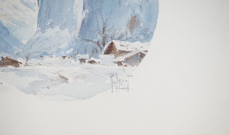 René LEVERD : Suisse, Harmonie des hauteurs, Aquarelle originale signée