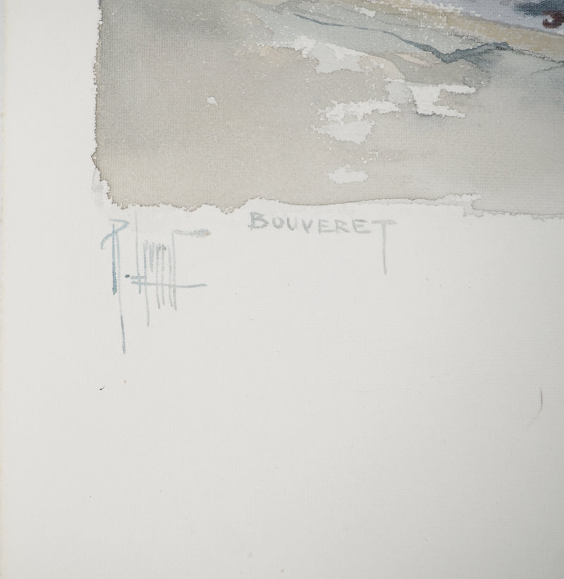 René LEVERD : Suisse, Hotel de la Tour à Bouveret, Aquarelle originale signée