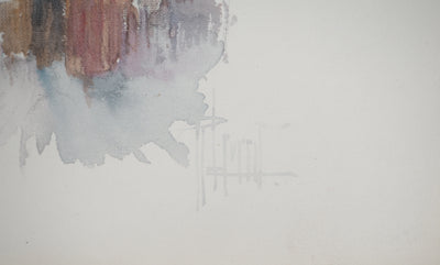 René LEVERD : Suisse, La nuit tombe sur Bouveret, Aquarelle originale signée