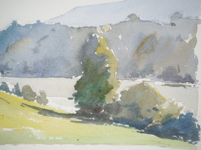 René LEVERD : Suisse, L'Arve à Genève, Aquarelle originale signée