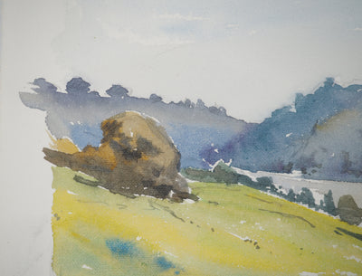 René LEVERD : Suisse, L'Arve à Genève, Aquarelle originale signée