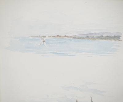 René LEVERD : Vol au-dessus du lac, Aquarelle originale signée