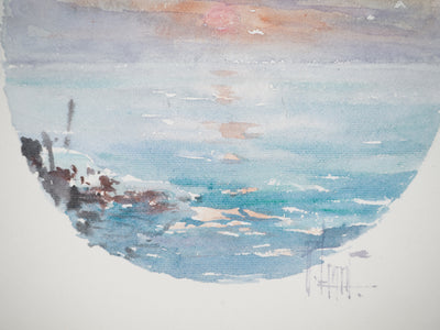 René LEVERD : Les branches enneigées, Aquarelle originale signée