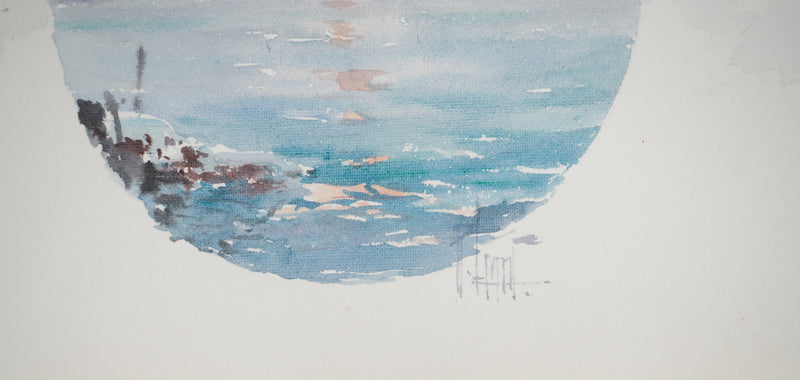 René LEVERD : Les branches enneigées, Aquarelle originale signée