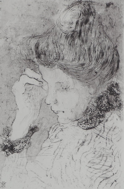 Louis VALTAT : Femme pensive, Gravure originale (photo de détail 3) - Crédit photo : Galerie Art.Paris