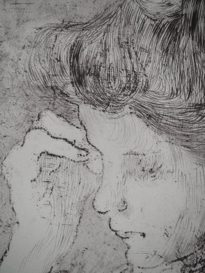 Louis VALTAT : Femme pensive, Gravure originale (photo de détail 4) - Crédit photo : Galerie Art.Paris