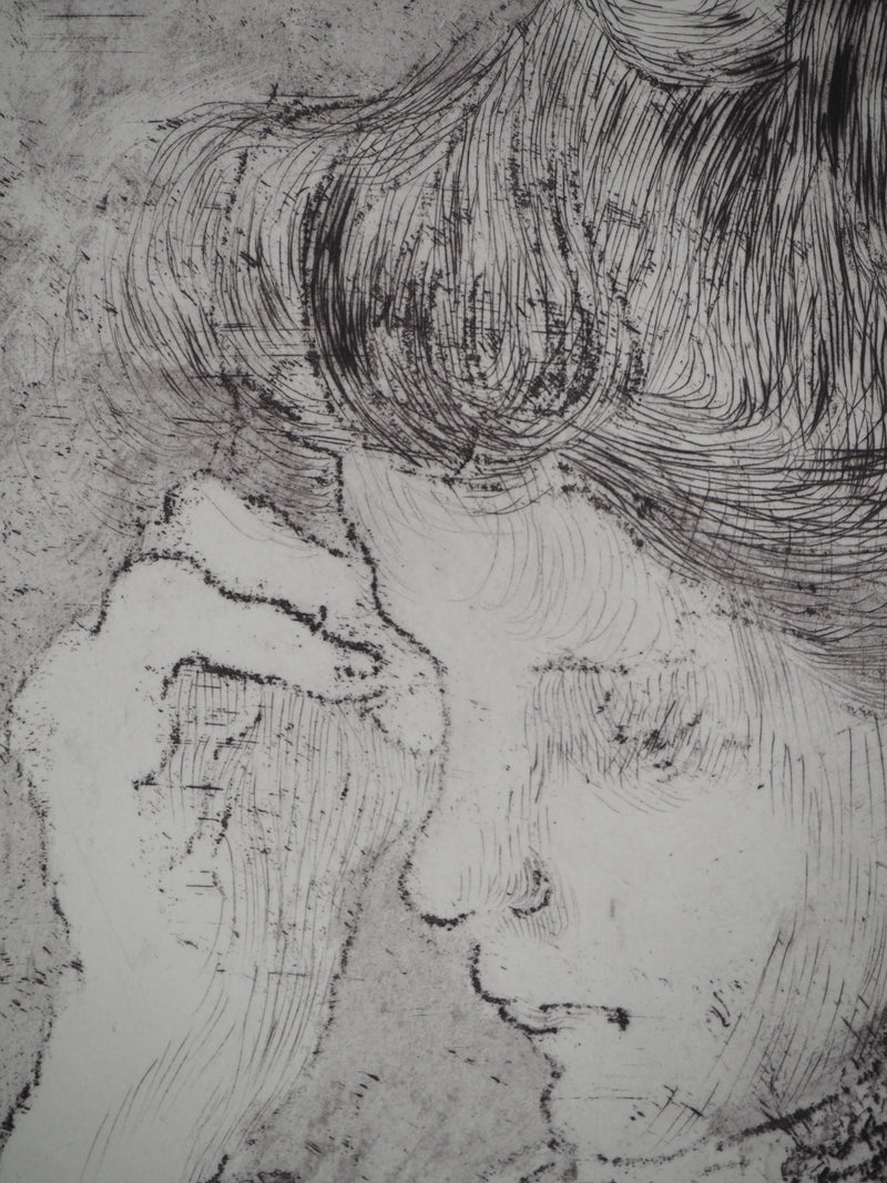 Louis VALTAT : Femme pensive, Gravure originale (photo de détail 4) - Crédit photo : Galerie Art.Paris