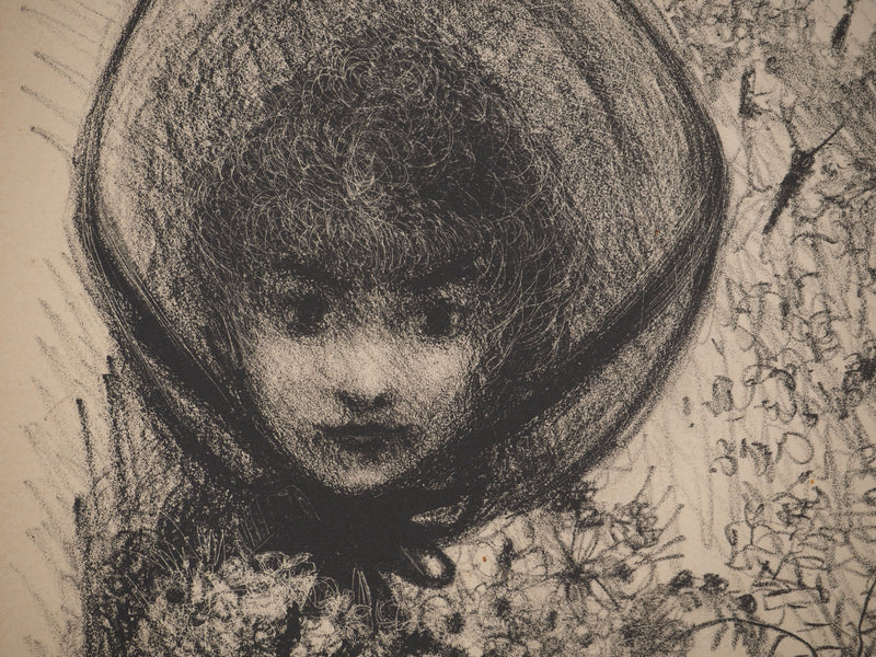 Edouard GOERG : Jeune fille au bouquet de fleurs, Lithographie originale (photo de détail 4) - Crédit photo : Galerie Art.Paris