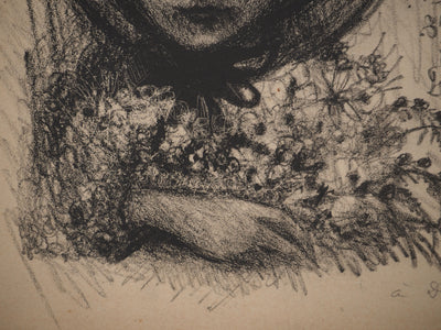 Edouard GOERG : Jeune fille au bouquet de fleurs, Lithographie originale (photo de détail 5) - Crédit photo : Galerie Art.Paris