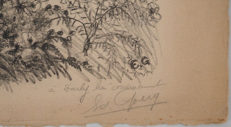 Edouard GOERG : Jeune fille au bouquet de fleurs, Lithographie originale (photo de détail 2) - Crédit photo : Galerie Art.Paris