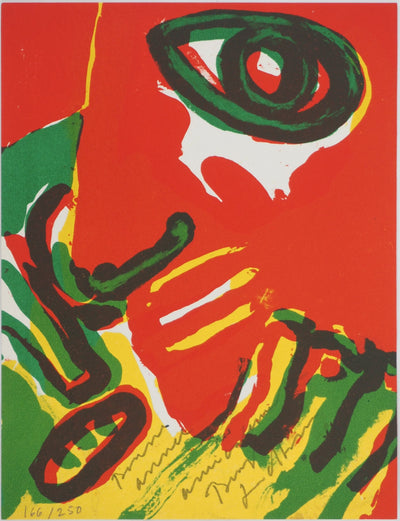 Bengt LINDSTROM : Profil rouge, Lithographie originale (vue générale) - Crédit photo : Galerie Art.Paris