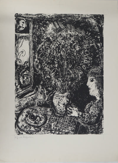 Marc CHAGALL : Bouquet de nuit, Lithographie originale (vue générale) - Crédit photo : Galerie Art.Paris