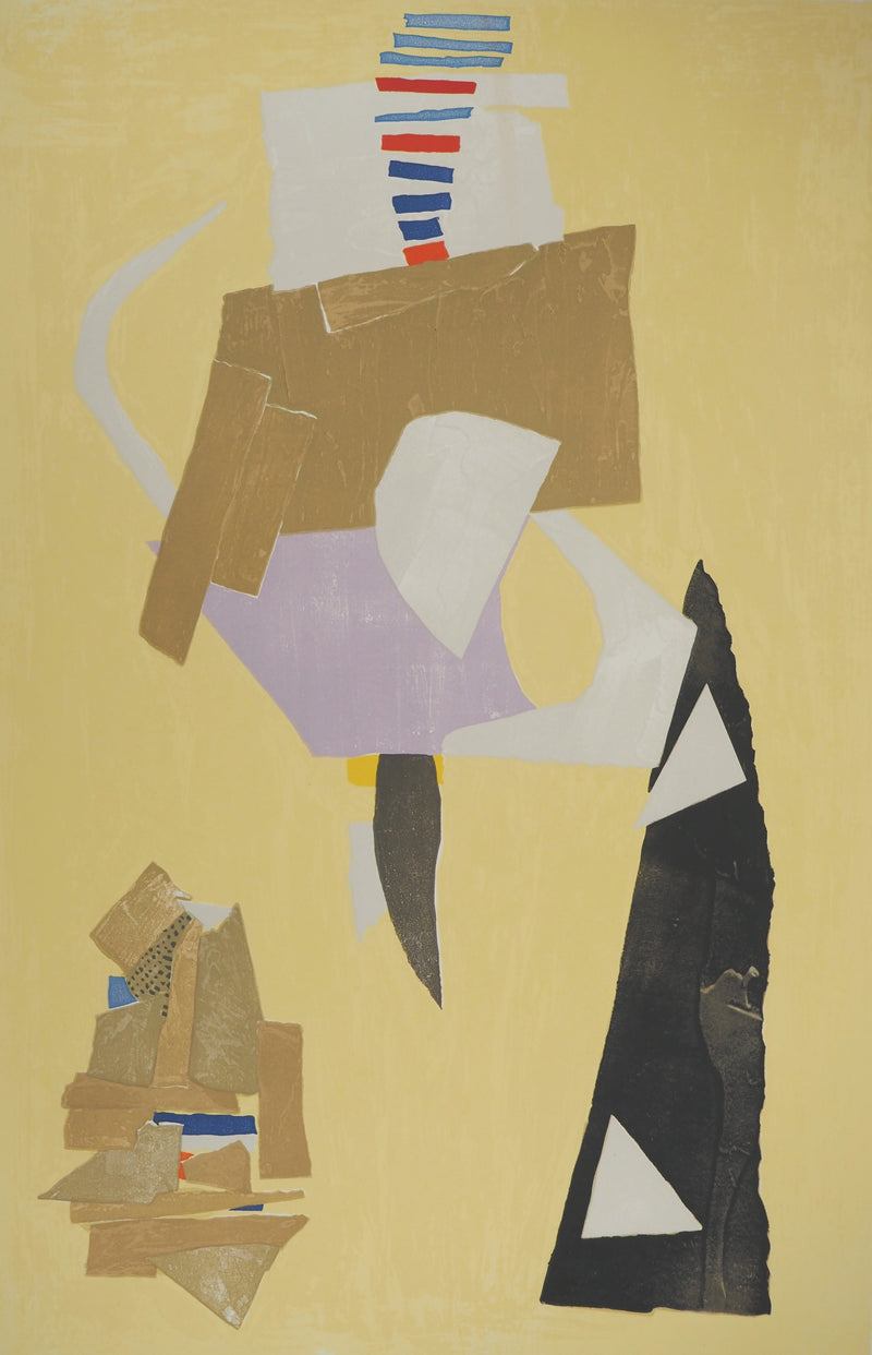 André LANSKOY : Composition sur fond jaune, Lithographie originale (photo de détail 3) - Crédit photo : Galerie Art.Paris