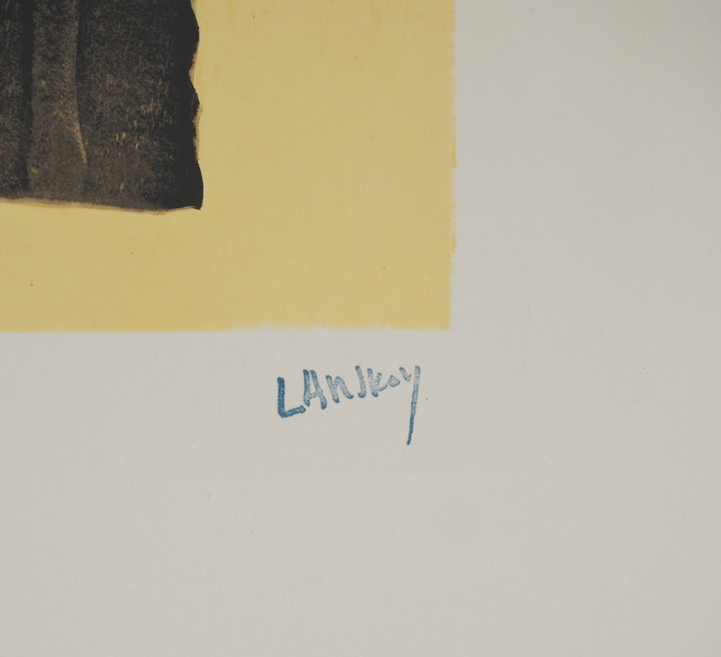 André LANSKOY : Composition sur fond jaune, Lithographie originale (photo de détail 2) - Crédit photo : Galerie Art.Paris