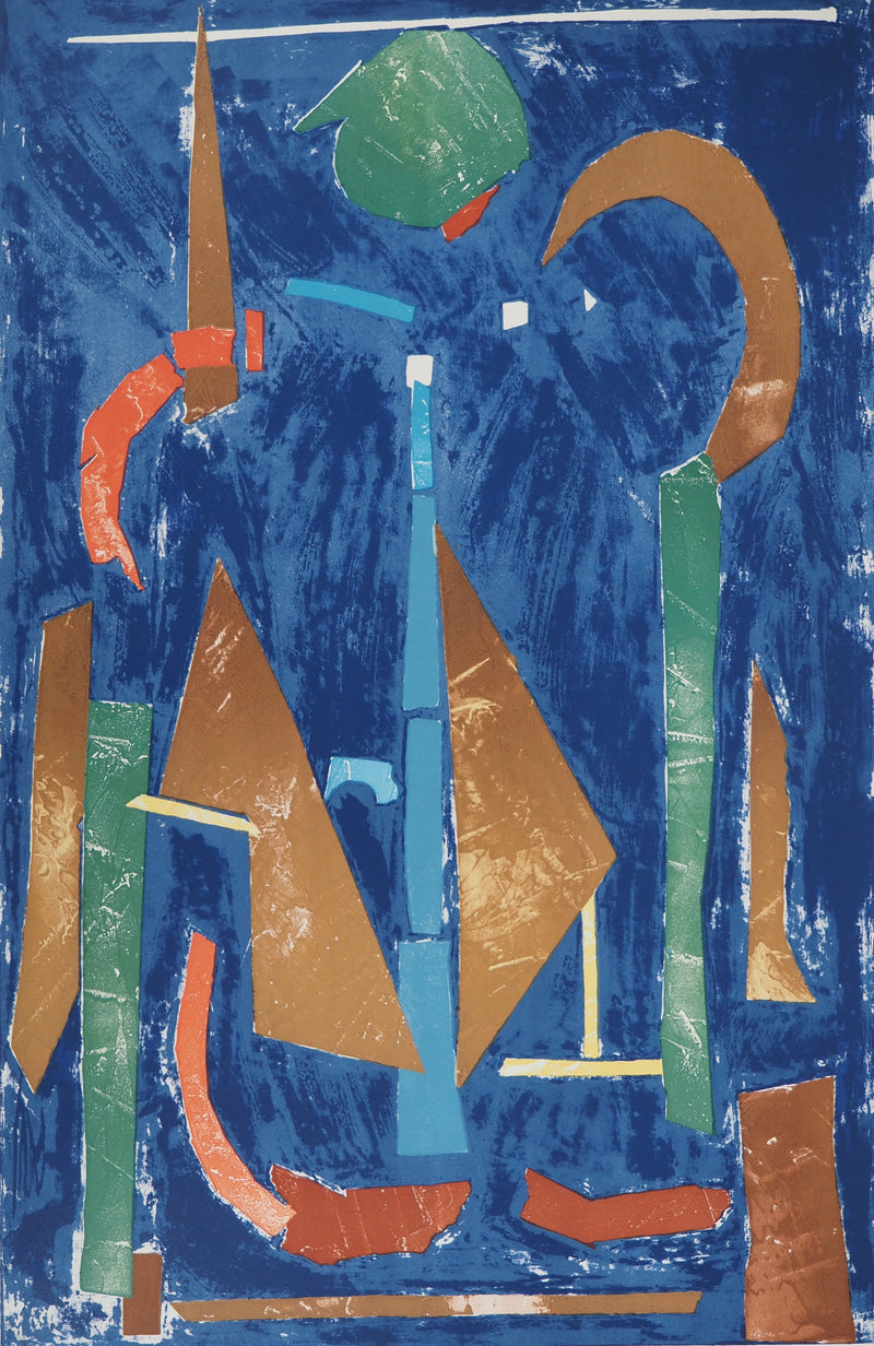 André LANSKOY : Composition aux reflets bleus, Lithographie originale (photo de détail 3) - Crédit photo : Galerie Art.Paris