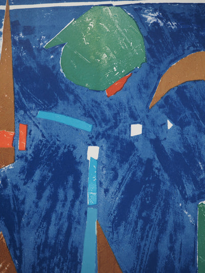 André LANSKOY : Composition aux reflets bleus, Lithographie originale (photo de détail 4) - Crédit photo : Galerie Art.Paris