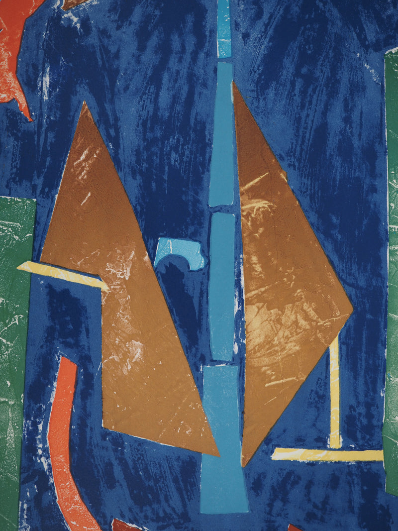 André LANSKOY : Composition aux reflets bleus, Lithographie originale (photo de détail 5) - Crédit photo : Galerie Art.Paris