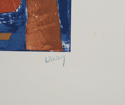 André LANSKOY : Composition aux reflets bleus, Lithographie originale (photo de détail 2) - Crédit photo : Galerie Art.Paris