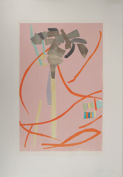 André LANSKOY : Composition au fil rouge, Lithographie originale (vue générale) - Crédit photo : Galerie Art.Paris