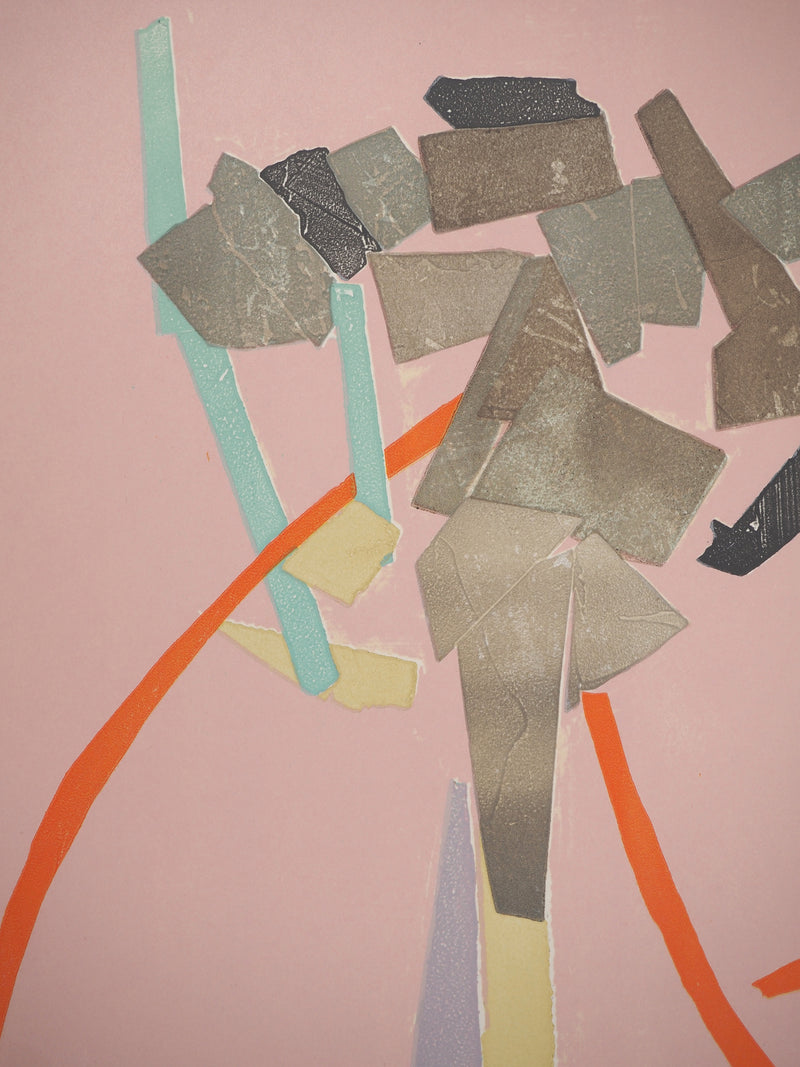André LANSKOY : Composition au fil rouge, Lithographie originale (photo de détail 4) - Crédit photo : Galerie Art.Paris