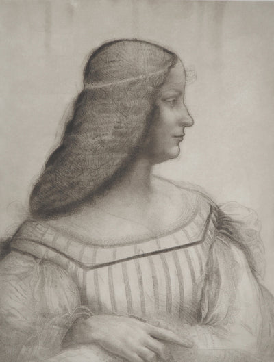 Leonard DE VINCI : Portrait d’Isabelle d’Este, Gravure originale (photo de détail 2) - Crédit photo : Galerie Art.Paris