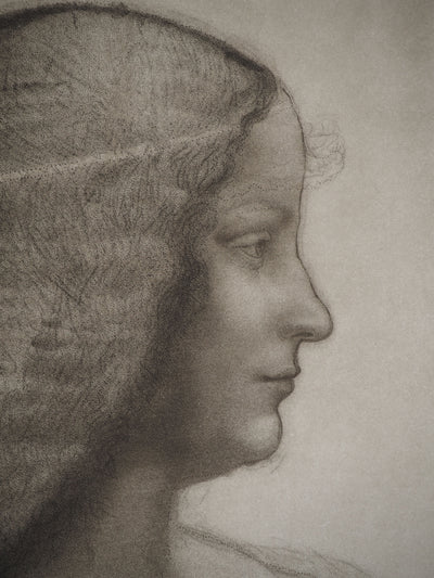 Leonard DE VINCI : Portrait d’Isabelle d’Este, Gravure originale (photo de détail 3) - Crédit photo : Galerie Art.Paris