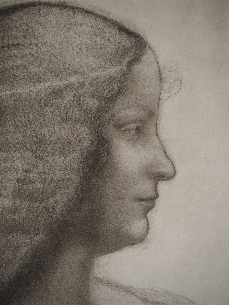 Leonard DE VINCI : Portrait d’Isabelle d’Este, Gravure originale (photo de détail 3) - Crédit photo : Galerie Art.Paris