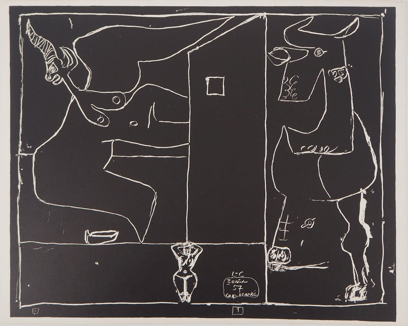LE CORBUSIER : Nu et Taureau, Lithographie originale (vue générale) - Crédit photo : Galerie Art.Paris