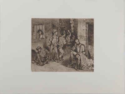 Eugène DELACROIX : La maison des fous, Gravure originale (vue générale) - Crédit photo : Galerie Art.Paris