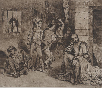 Eugène DELACROIX : La maison des fous, Gravure originale (photo de détail 3) - Crédit photo : Galerie Art.Paris