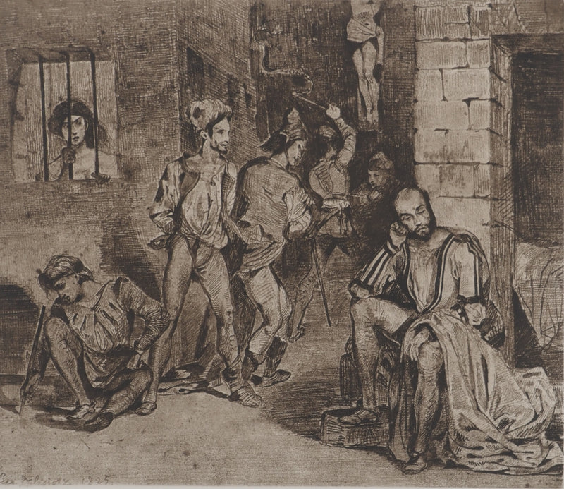 Eugène DELACROIX : La maison des fous, Gravure originale (photo de détail 3) - Crédit photo : Galerie Art.Paris