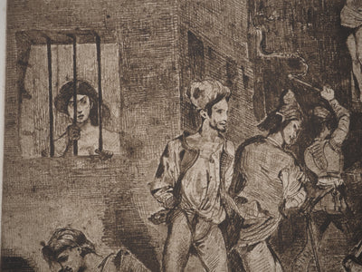 Eugène DELACROIX : La maison des fous, Gravure originale (photo de détail 5) - Crédit photo : Galerie Art.Paris